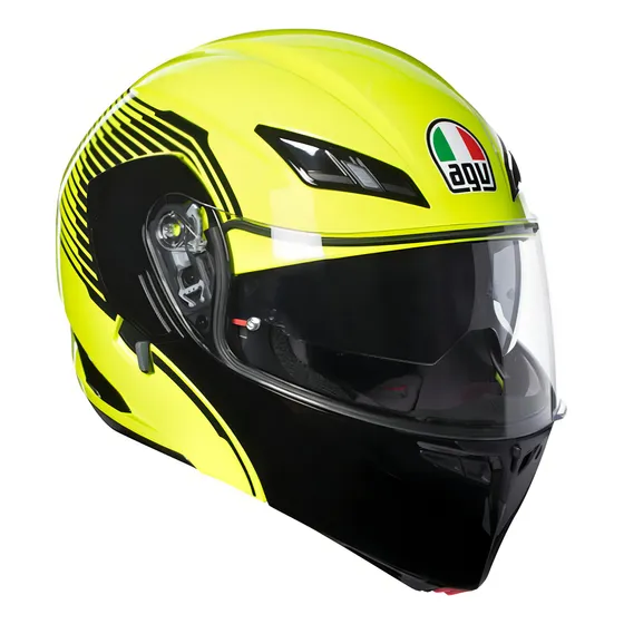 Casco para moto rebatible AGV Compact ST 201021A  yellow y black vermont talle XL 
