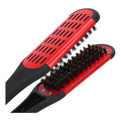 Cepillo De Pinza De Pelo Doble Cara Para Alisar Cabello Color Rojo