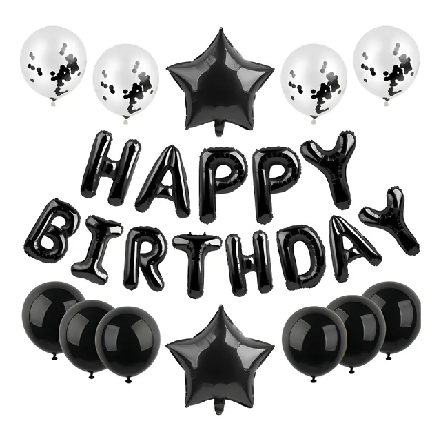 Globo Letrero Happy Birthday Negro Para Cumpleaños