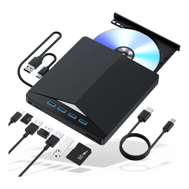 Grabador Dvd/cd Externo Lector 7 En 1 Usb Type C Con Sd/tf