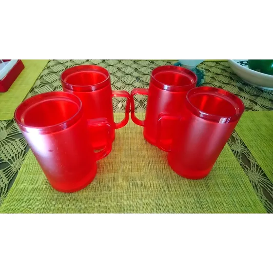 Jarras Acrílicas Cerveceras Rojo - 4 Unidades Para Congelar