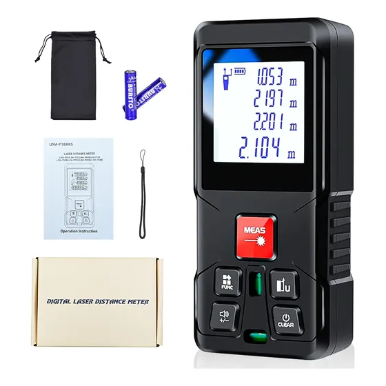 Medidor De Distancia Láser Digital De 120 M Con Accesorios