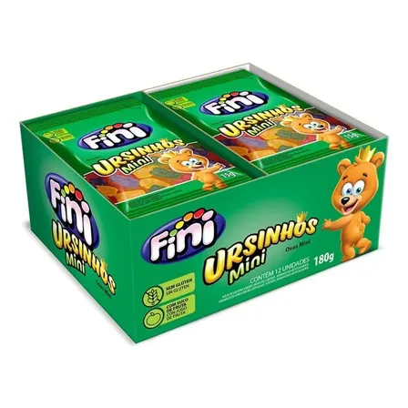 Fini Mini Ursinhos Display Caixinha com 12 Unidades de 15g Para Lembrancinhas - Balas de Gelatina Coloridas