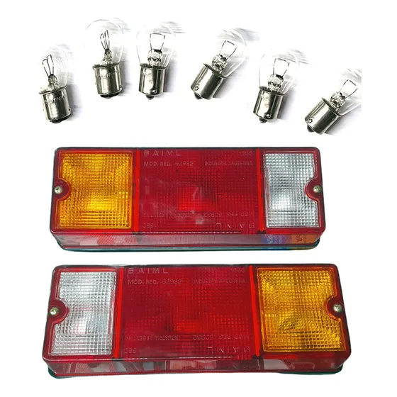 Juego Faros Triple Ambar/rojo/cristal Trailer C/ Lamparas