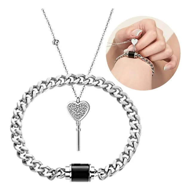 Pulsera Y Collar Llave De Pareja Te Amo Proyección Regalo