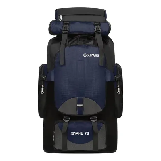 Mochila Cargueira Camping Travessia Trilha Impermeável 80l Cor Azul-escuro Desenho Do Tecido Lisa