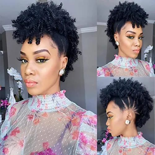 Oseti Curly Afro Mohawk Wig Faux Hawk Clip En Hair Ltclw