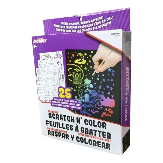 Set De 25 Hojas Raspar Y Colorear Color Scratch Montoy 74671 Color Multicolor