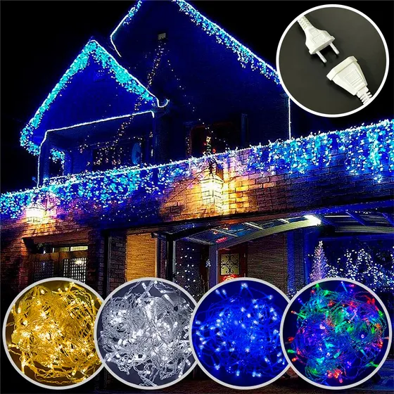 Cascata Natal Master 400 Led Fixo Macho E Fêmea C/emenda 10m Natal 127v Cor Das Luzes Branco Frio