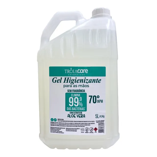 Alcool Gel 70% Antisséptico Galão 5lts (não Grudento) Troia
