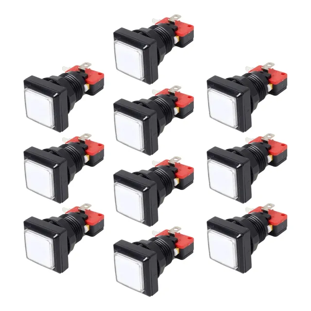 Pulsador Arcade Con Iluminación Led De Forma Cuadrada X10 -