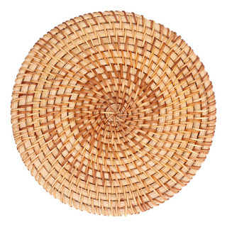 Mantel Individual Redondo Tejido Con Trenza De Ratán Natural Mantel Individual Redondo Tejido Con Trenza De Ratán Natural