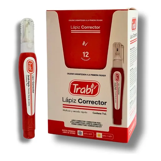 Lapiz Corrector Trabi Liquido X 12 Unidades Tono Blanco