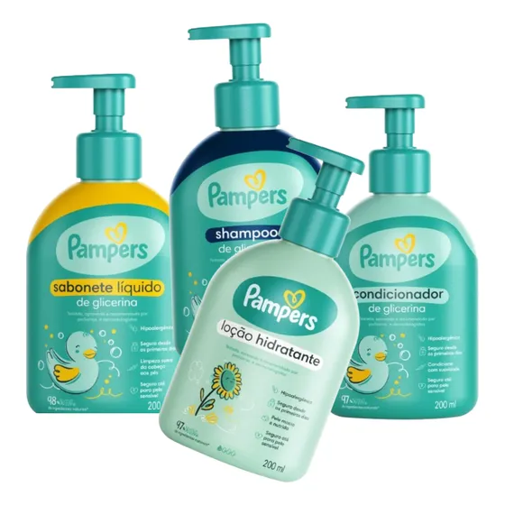 Kit Shampoo +cond +sabonet Líquido+ Loção Hidratante Pampers