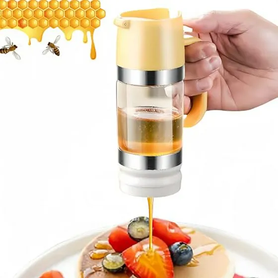 Dispensador De Miel De Vidrio 9 Oz, Sin Goteo, Con Base De S
