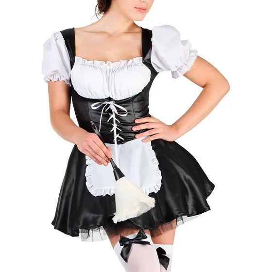 Disfraz Mucama Vestido+delantal+vincha Cosplay Halloween Rol