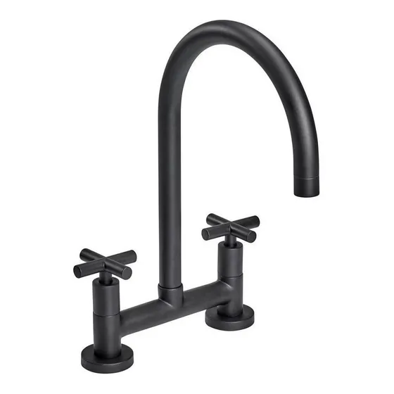 Grifo Grifería de Cocina Doble Comando Peirano Black Velvet 51-190 Cierre Cerámico Canilla Bimando Color Negro Negra