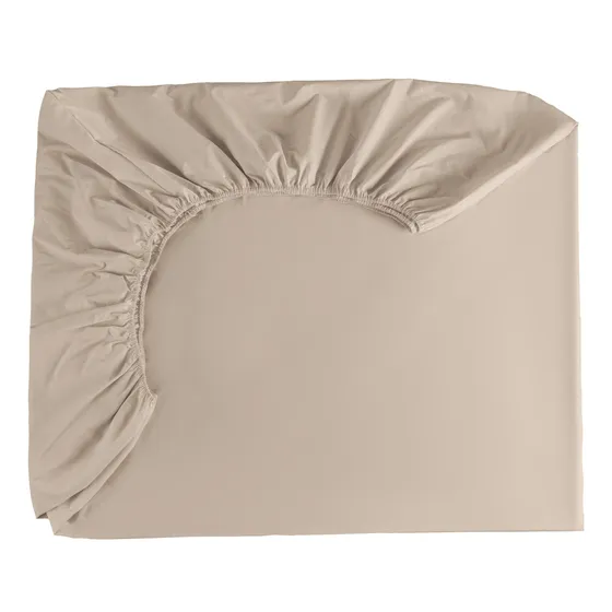 Lençol Solteiro King C/ Elástico - Percal 200 Fios Alt 25cm Cor Bege Desenho Do Tecido Liso