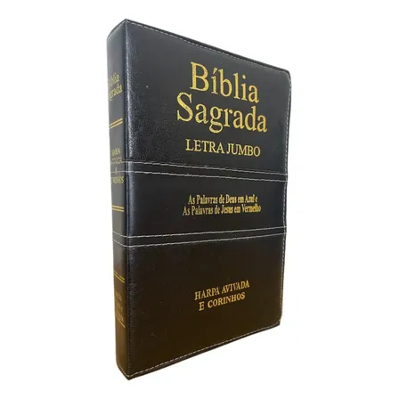 Bíblia Sagrada Com Harpa Cristã Letra Jumbo Zíper Arc Palavras De Jesus Em Vermelho Edição Promessas Almeida Corrigida