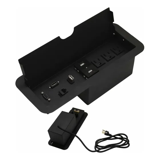 Multicontacto Usb Para Escritorio Mesa De Juntas Y Escuelas Color Negro