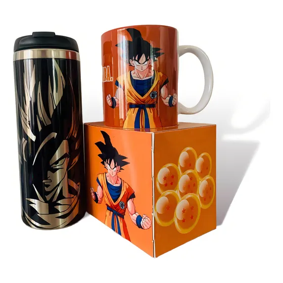 Taza + Termo Dragon Ball Goku Personalizado Color Negro