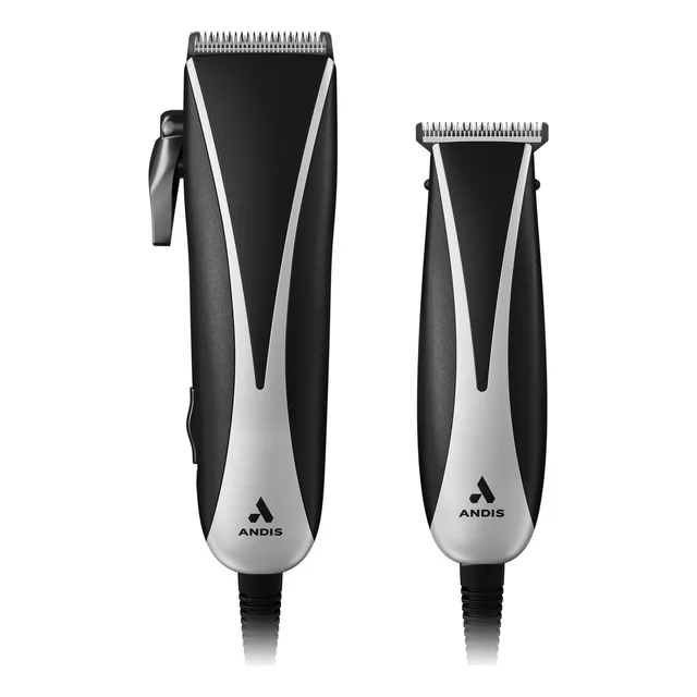 Kit De Maquinas Recortadoras De Cabello Andis Ultra Clip & Trim Combo, Modelo Pm-10/cpt, Kit De 15 Piezas, Cuchillas De Acero Inoxidable