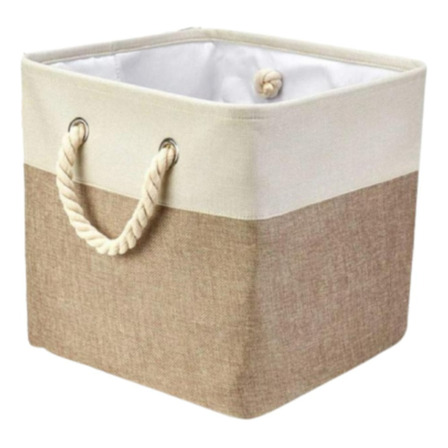 Caixa Cesto Organizador De Tecido Linho Dobrável 38x48x30cm Caixa Cesto Organizador De Tecido Linho Dobrável 38x48x30cm