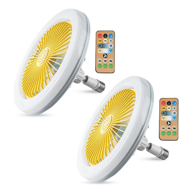 Kit X2 Ventiladores Bombillo Led Con Control Remoto Y Aroma