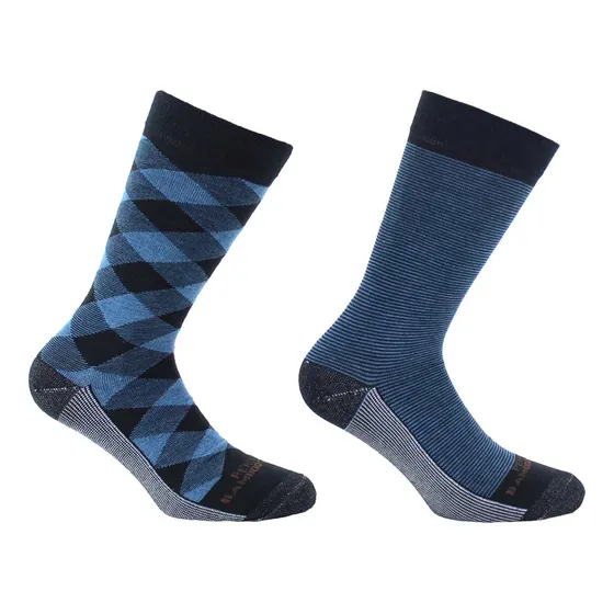 2 Pares Calcetín Cobre + Bamboo Diseño Largo Amer. Azul
