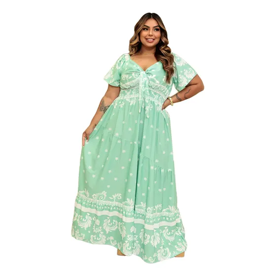 Vestido Plus Size Blogueira Estampado Ate 58 Linha Premium