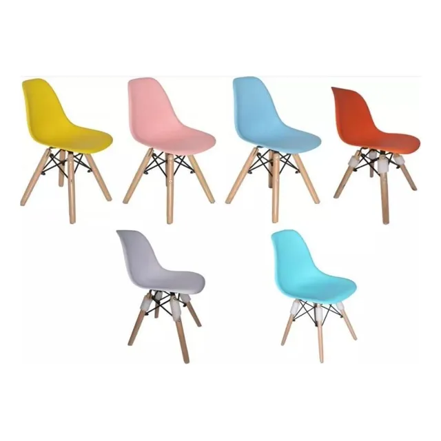 Silla De Niños Eames Estilo Retro De Madera Colores