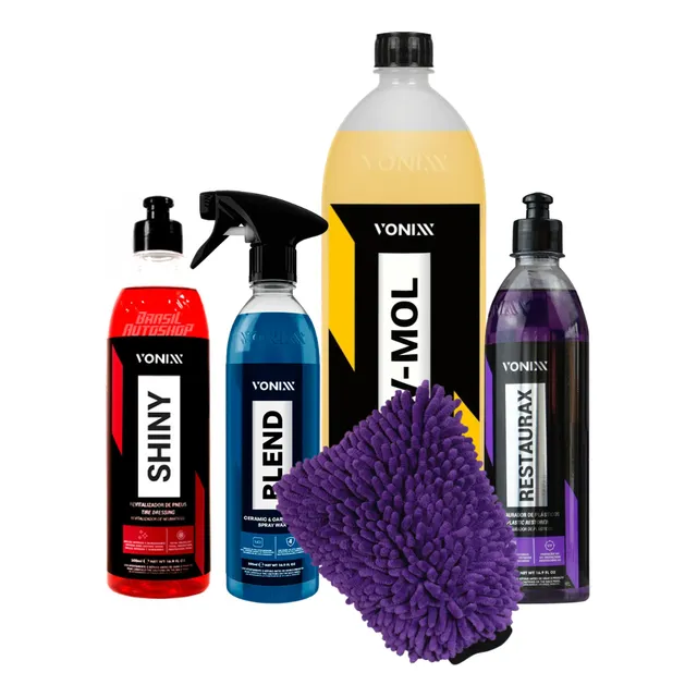 Kit Limpeza Carro Vonix Restaurax V-mol Shiny Blend + Luva