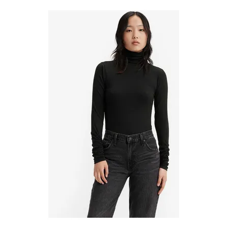 Blusa Levi's® Rusched Gola Alta Preta Manga Longa A68880000
