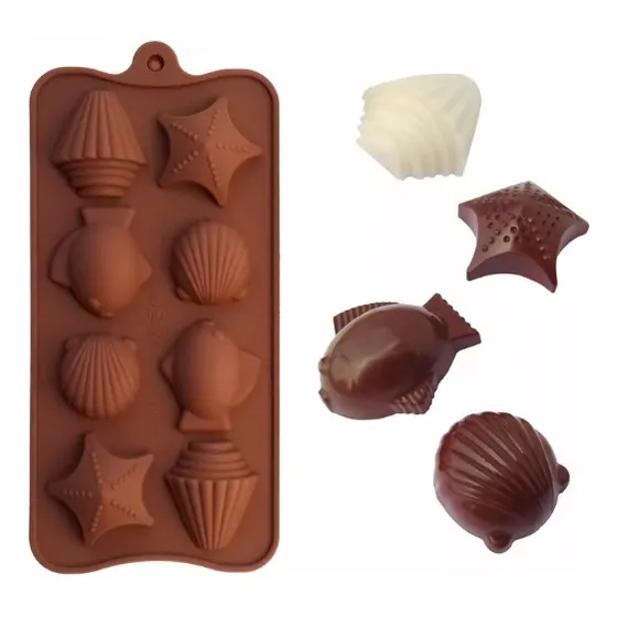Molde Silicona Bombones Fondo Del Mar Pez Caracol Estrella