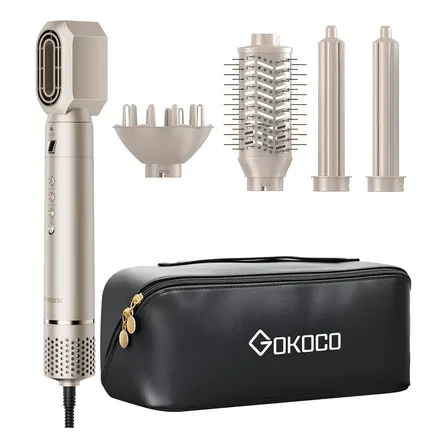 Secador De Cabelo 5 Em 1 Gokoco Gd031 Escova Hot Air Styler Cor Ouro 127