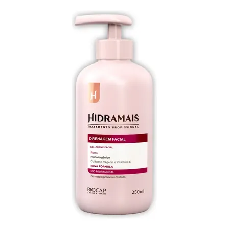 Creme De Drenagem Facial Hidramais 250ml Colágeno Vegetal E Vitamina E Todo Tipo De Pele Dia