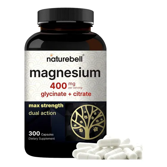 Magnesio Glicinato Y Citrato 400mg 300 Caps Alta Absorción