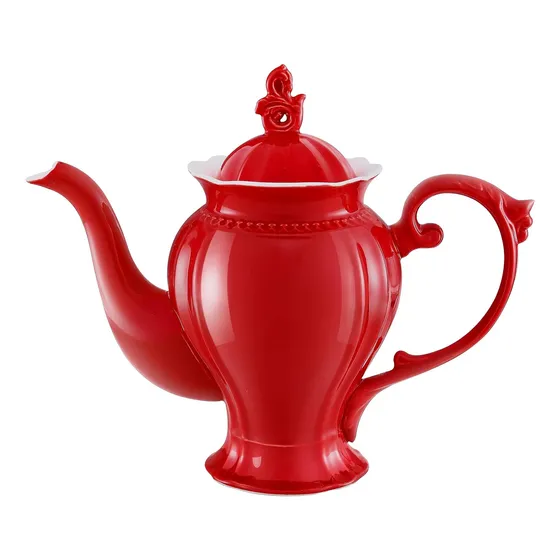 Bule Inglês Vermelho Natalino De Porcelana Fina, Cafeteira,.
