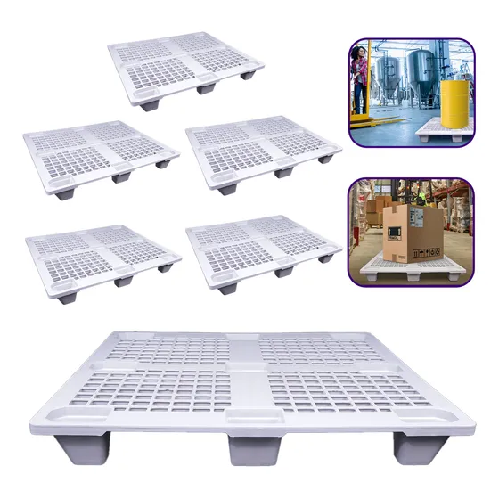 Kit 5 Pallet Plastico Vazado Pbr 100x120 Resistente Colorido