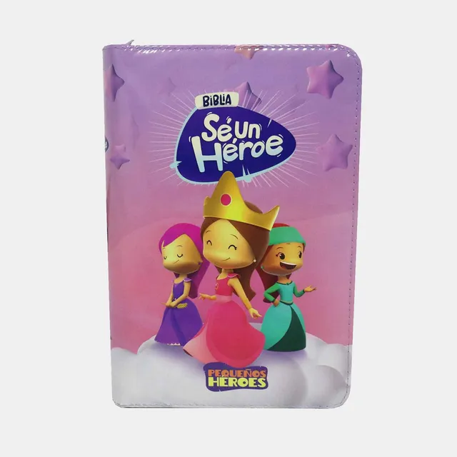 Biblia Grande Infantil Cristiana Para Niñas Sé Un Héroe , Tla Color Azul, Letra Grande Con Forro Y Cremallera