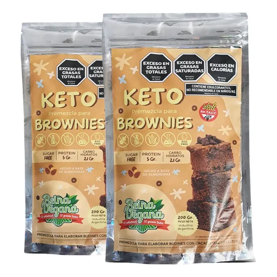 Premezcla Para Brownies Keto Reina Vegana 200g Sin Tacc X2