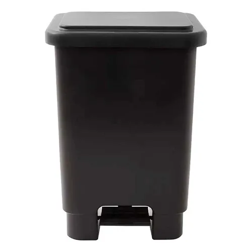 Lixeira Retangular Com Pedal 50 Litros Resistente E Durável Cor Preto