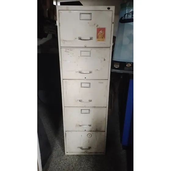 Archivo De Metal Usado De 5 Gavetas Color Beige Sin Cerradur