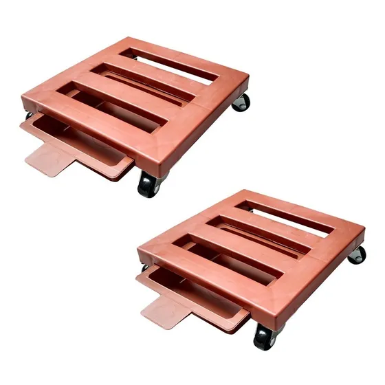 Set De 2 Bases Plástica Matera Cuadrada 20 Cm Rodachin Rueda