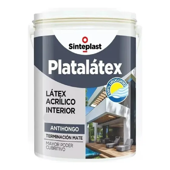 Platalatex Latex Interior Antihongos 3,6 Lts. Sinteplast Ft Acabado Mate Color Blanco