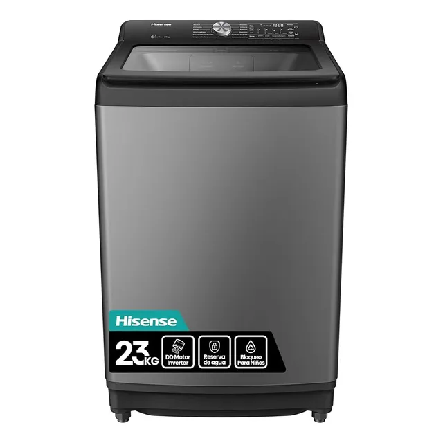 Lavadora Automática Hisense 23kgs. Titanio