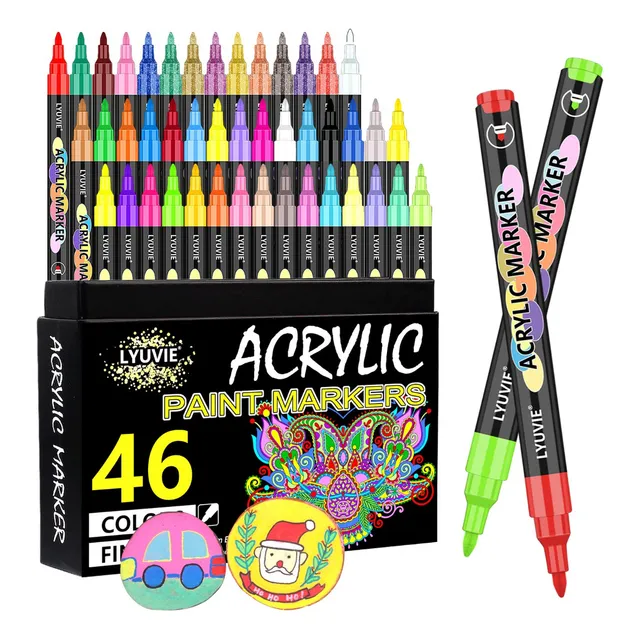 46 Plumones Punta Pincel Pintura Acrílica Tipo Posca