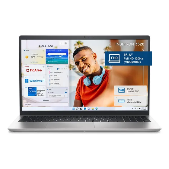 Laptop Dell Inspiron 15.6 3520 Ci7 16gb Ram 512gb Ssd Plateado