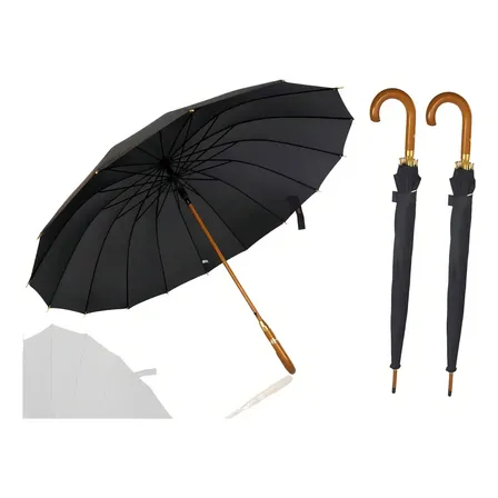 Kit Com 2 Guarda Chuva Reforçado Grande Automático Cor Preto Desenho do tecido Liso