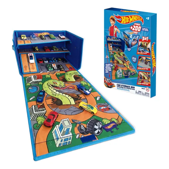 Hot Wheels Caja Organizadora 200 Autos Garage Y Playmat 3en1